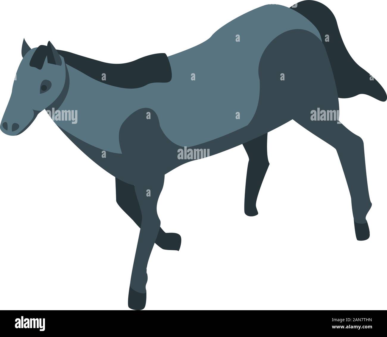 Black small horse icon, isometric style Stock Vector
