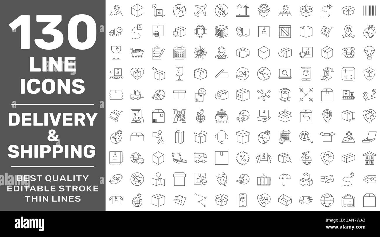 Simple Set of Delivery and Logistics Related Vector Line Icons. Editable Stroke. EPS 10 Stock Vector