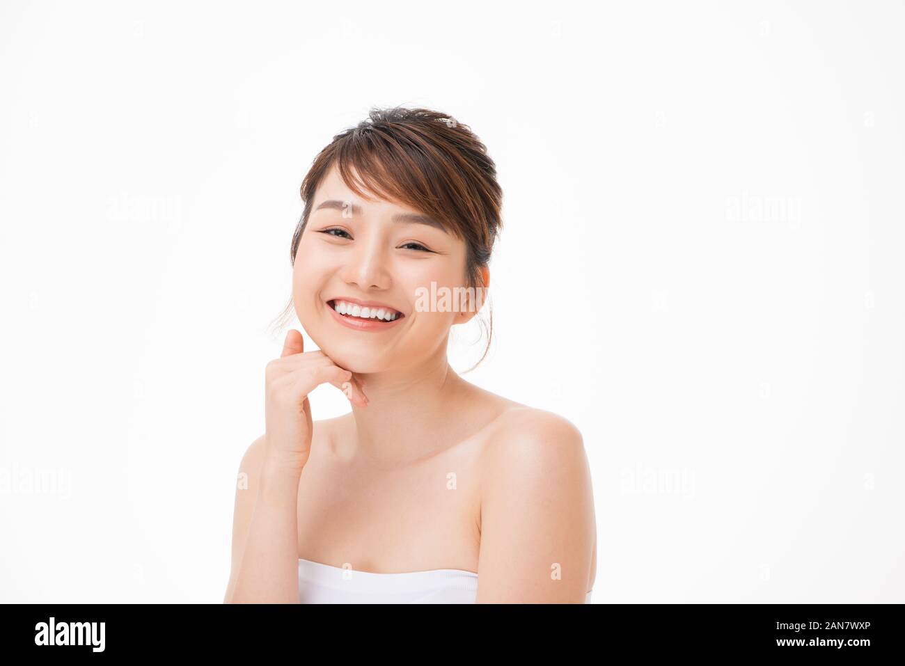 asian beautiful girl with pretty smile on her face. Beauty clinic skincare spa and surgery concept Stock Photo