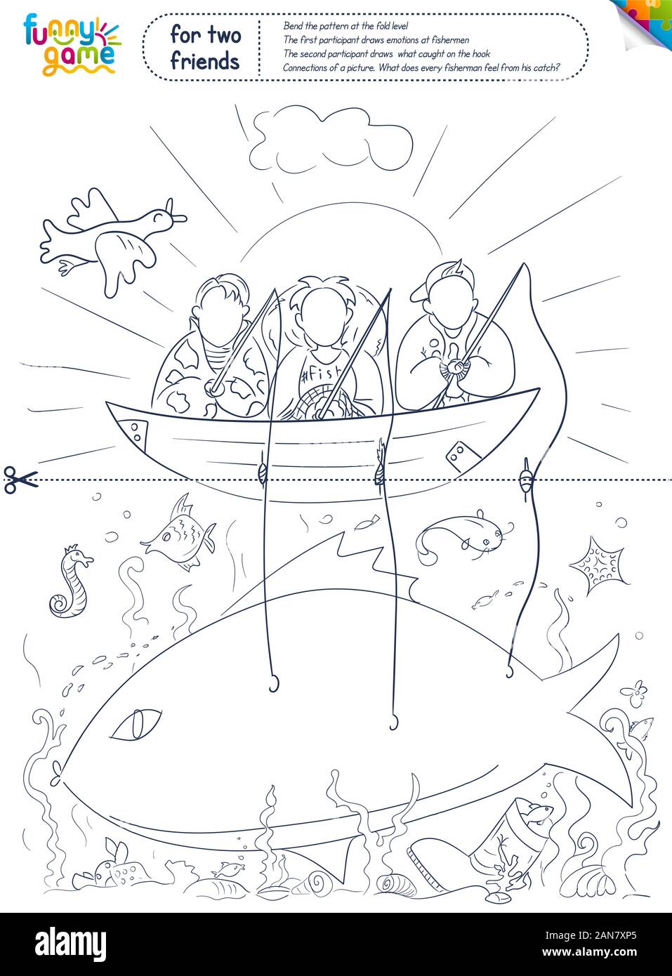 Download Funny Game Coloring Book For Children And Adults For The Development Of Emotional Intelligence Task To Draw Emotions By A Fisherman And What They Ca Stock Vector Image Art Alamy