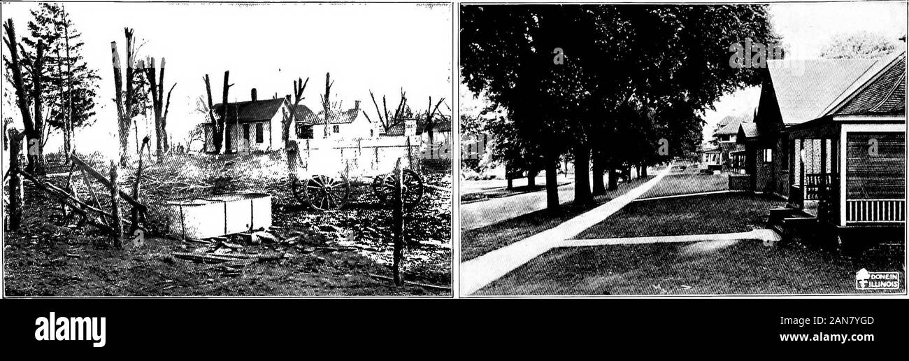 The prairie spirit in landscape gardening; what the people of Illinois have done and can do toward designing and planting public and private grounds for efficiency and beauty . 12-14. Three Ways by which Every mi§^iZQ.d^YgMtCfOSOi^t into his Home Grounds in Country or City 14. Symbolize the prairie, e. g., plant Illinoisor prairie roses beside the front door. 13. Idealize the farm view, c. g., frame it withhaws, crabs, or honey locust. 13. Conventionalize the prairie, e. g., put intothe formal garden some flat-topped flowers. 6 THE PRAIRIE SPIRIT IN LANDSCAPE GARDENING. 15-16. Is your Communit Stock Photo