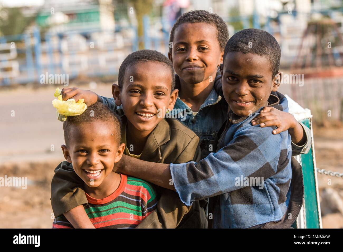 Happy Ethiopian boys in Shire town, Ethiopia Stock Photo Alamy