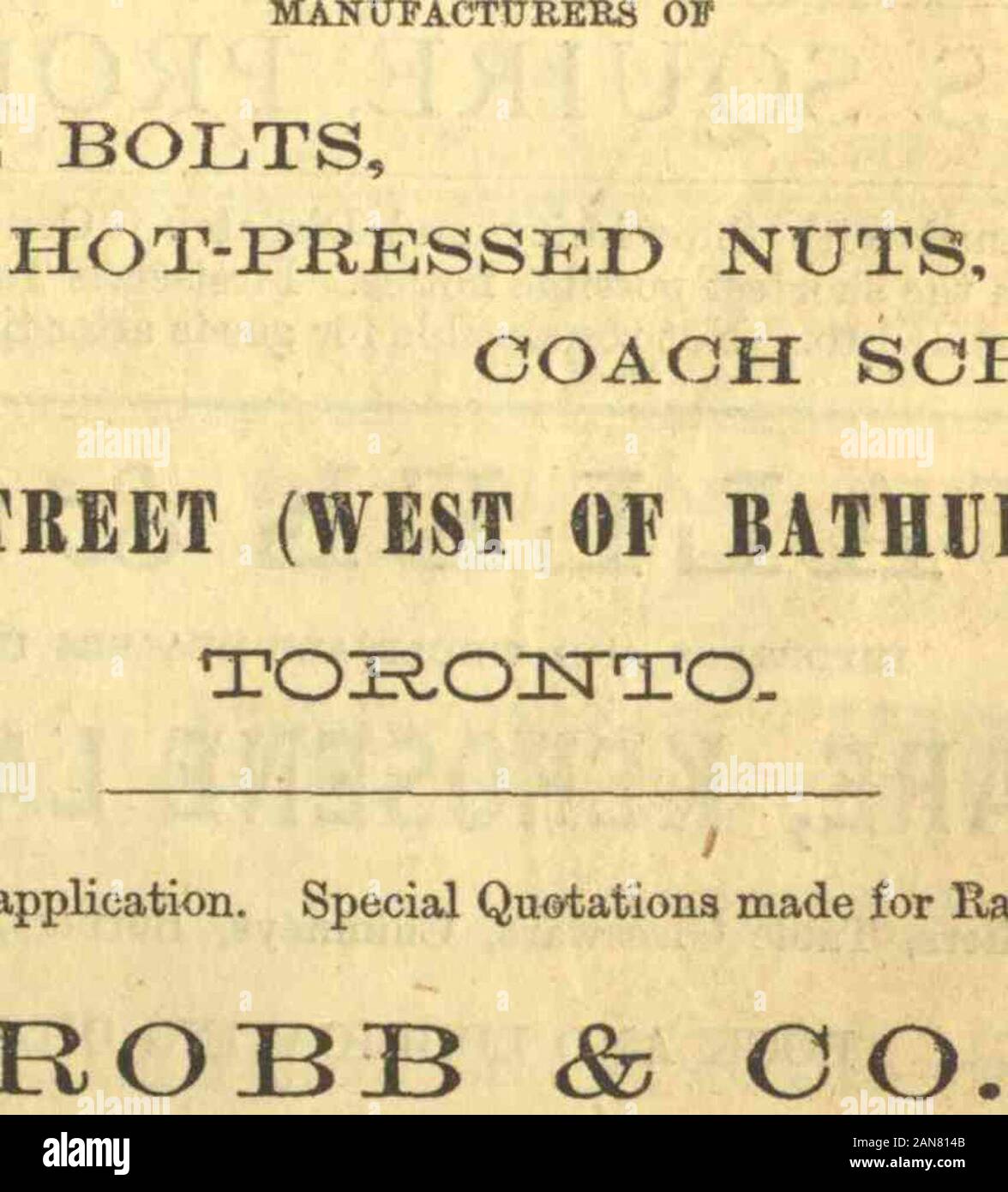 The Canadian Almanac and Directory 1875-1876 . COUNTERFEITS. BROTHERS TIRir IT! TJSE JSrO OTBTEia!!Manufactnred by the Waterloo Yeast Co., 93 Front St. East, Toronto. T. L. BUCKLEE, Manager, MANUFACTURER AND WHOLESALE DEALER IN BOOTS &D SHOES, 31 Church, and G2 & 64 Colborne Streets, Toronto. HOME AND FOREIGN PATENT AGENCY..^Xji:E3:2s:^^3sr]3£3:EiL ohh-Xsties, Solicitor of Patents in Canada, United States & Great Britain, ACCOUNTANT, COMMISSION AND HOUSE AGENT,OFFICE-33 RING STREET EAST, TORONTO, ONTARIO. VIENNA WORLDS EXPOSITION, 1873, AWARDS : THE Iiiillils Cross OF THE IMPERIAL ORDER OF FBA Stock Photo