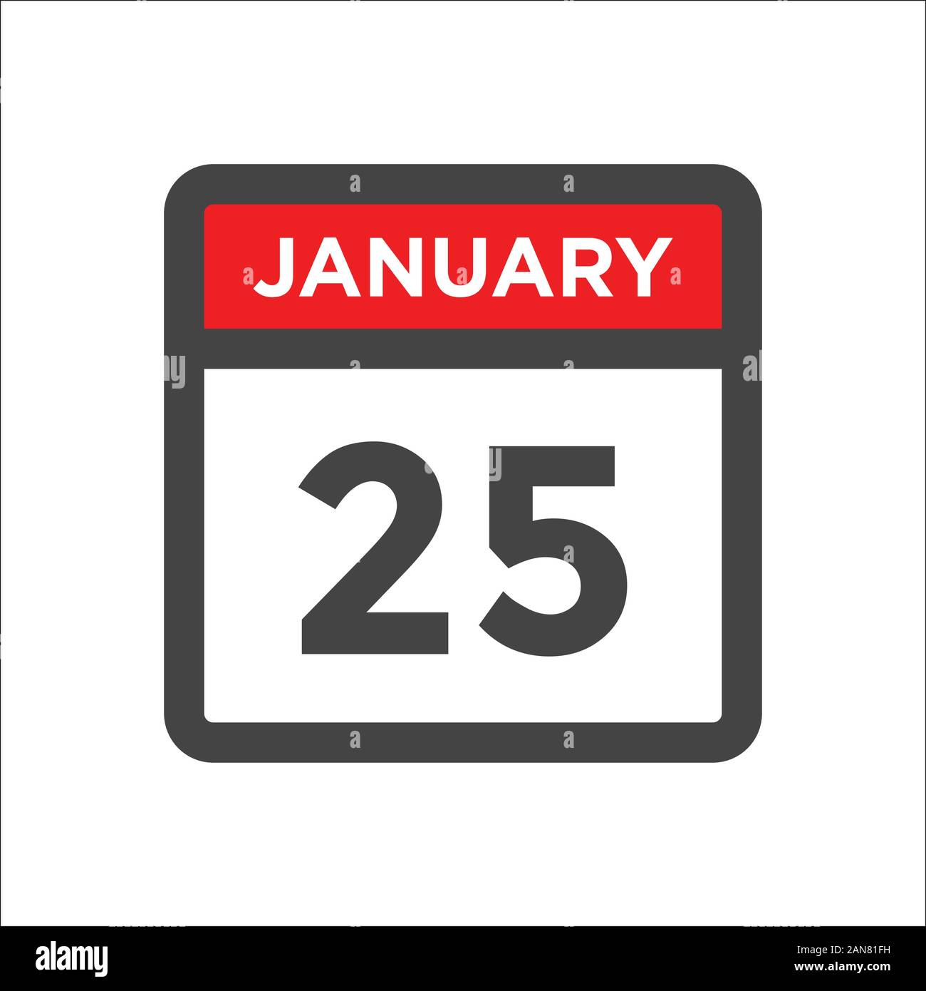 January 25 calendar icon w day of month Stock Vector Image & Art - Alamy