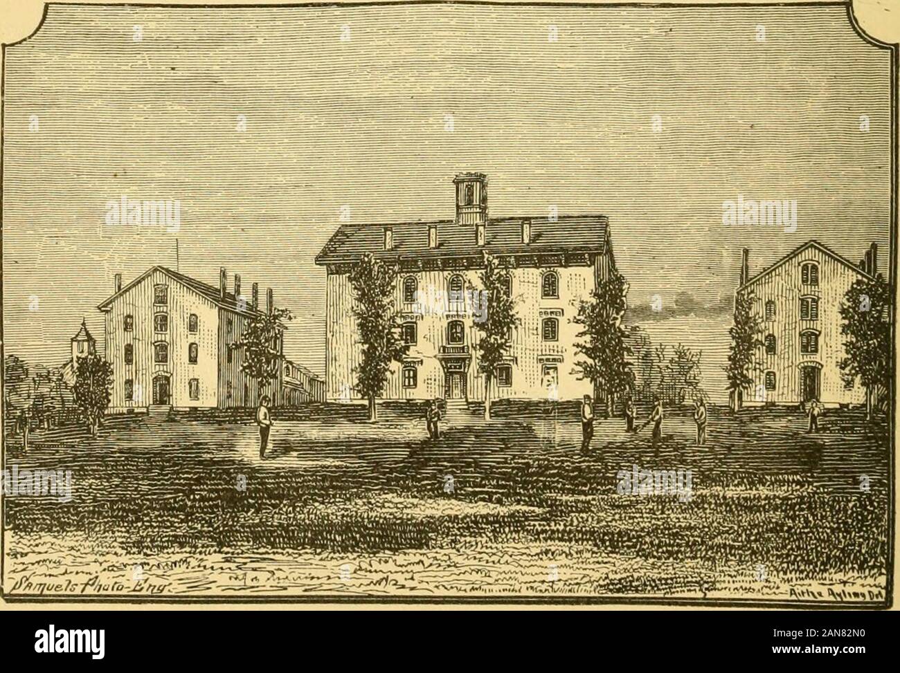 History of Sanbornton, New Hampshire . Methodist House of Worship. (Tilton.) (See p. 94.). New Hampshire Conference Seminary Buildings. ACADEMIES AND SEMINARIES. 125 each of the four first, for four fall terms in succession, 1845-48, NathanJ Morrison, I). D., now president of Drury College, Missouri, was astudent of this academy. 1. Hibbakd Hanaford, of New Hampton. 1845. 2. ArtemasW. Sawyer, of Chester, Vt. 1846. Dartmouth College, 1847;a clergyman; D. D. from Colby University, 18(17, and of late professor (presi-dent) of Acadia College, in Nova .Scotia. 3. Stephen G. Taylor. 1847. Dartmouth Stock Photo