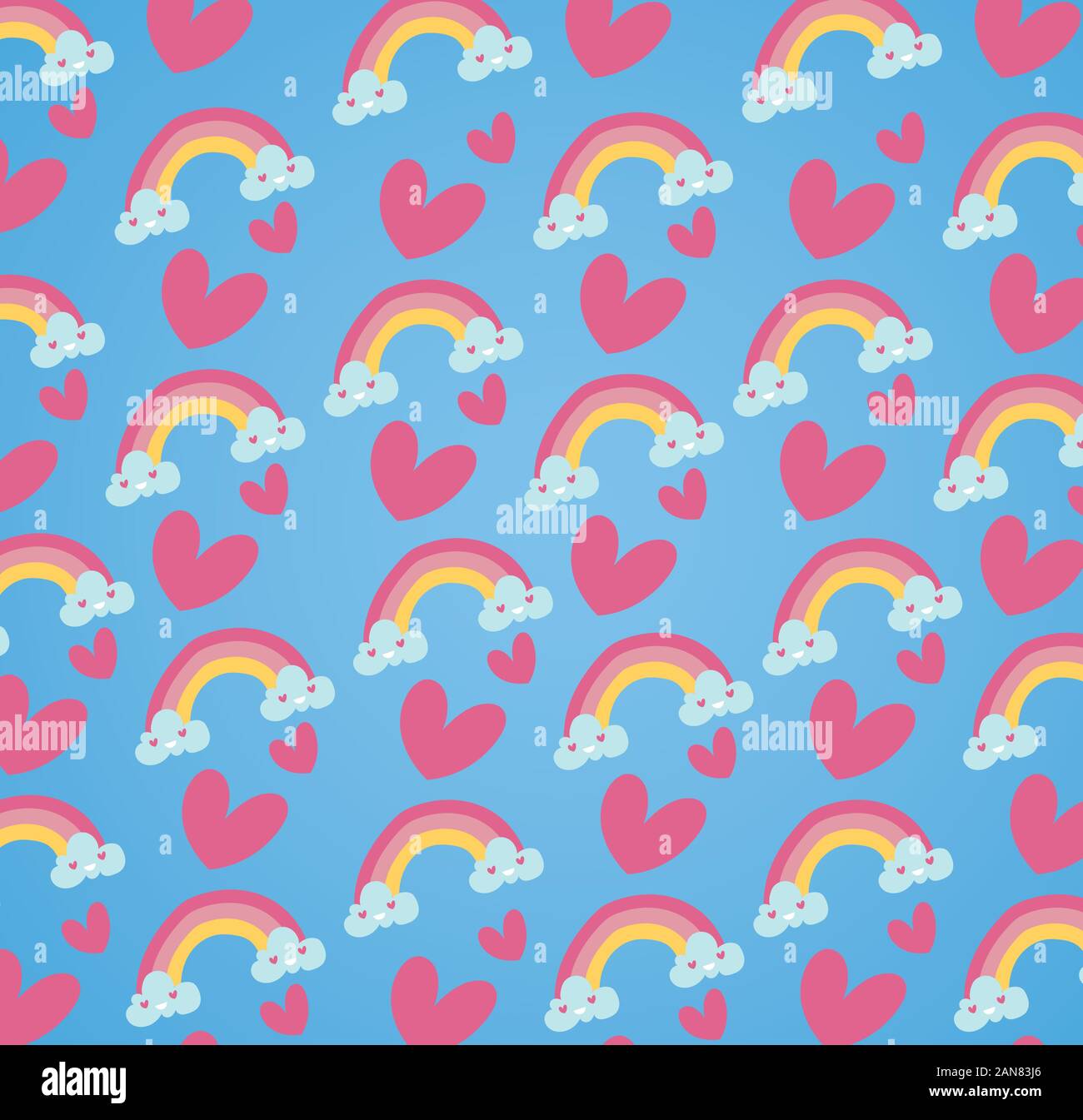 happy valentines day card with hearts and rainbows pattern Stock Vector ...