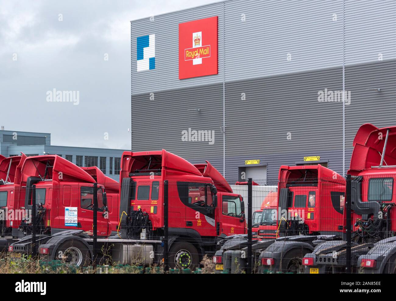 Royal Mail lorries at Mountpark sorting depot at , Gemini, Warrington