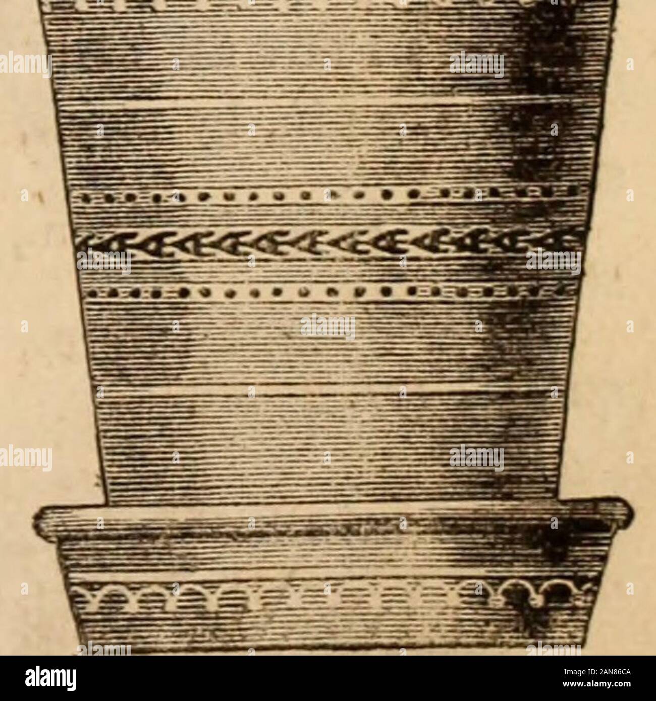 Barr & Sugden's spring seed catalogue and guide to the flower and kitchen garden / Barr & Sugden. . Wedgewood Flower Pots, inBlue and Mauve, the most ele-gant flower pot ever introduced.6/6, 8/6, 12/6, 17/6, 30/, & 42/. Paxton Drawing-Room Hanging Bas-kets, with zinc lining and drainage font,10 in., 10/6 ; 12 in., 15/ ; 15 in., 21/. Iffilled with suitable plants or bulbs, 21/,30/, 42/, to 50/.. The New Etruscan Hya-cinth Pot, exceedingly ele-gant and chaste, equallyadapted for the drawing-room, sitting-room, anddress conservatory. Each2/6. Flower-pots in thesame ware, each, 2/6, 3/,and 3/6. 46 Stock Photo