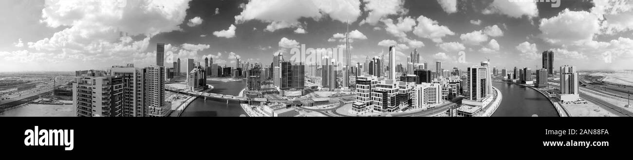 Downtown Dubai aerial view at sunset Stock Photo - Alamy