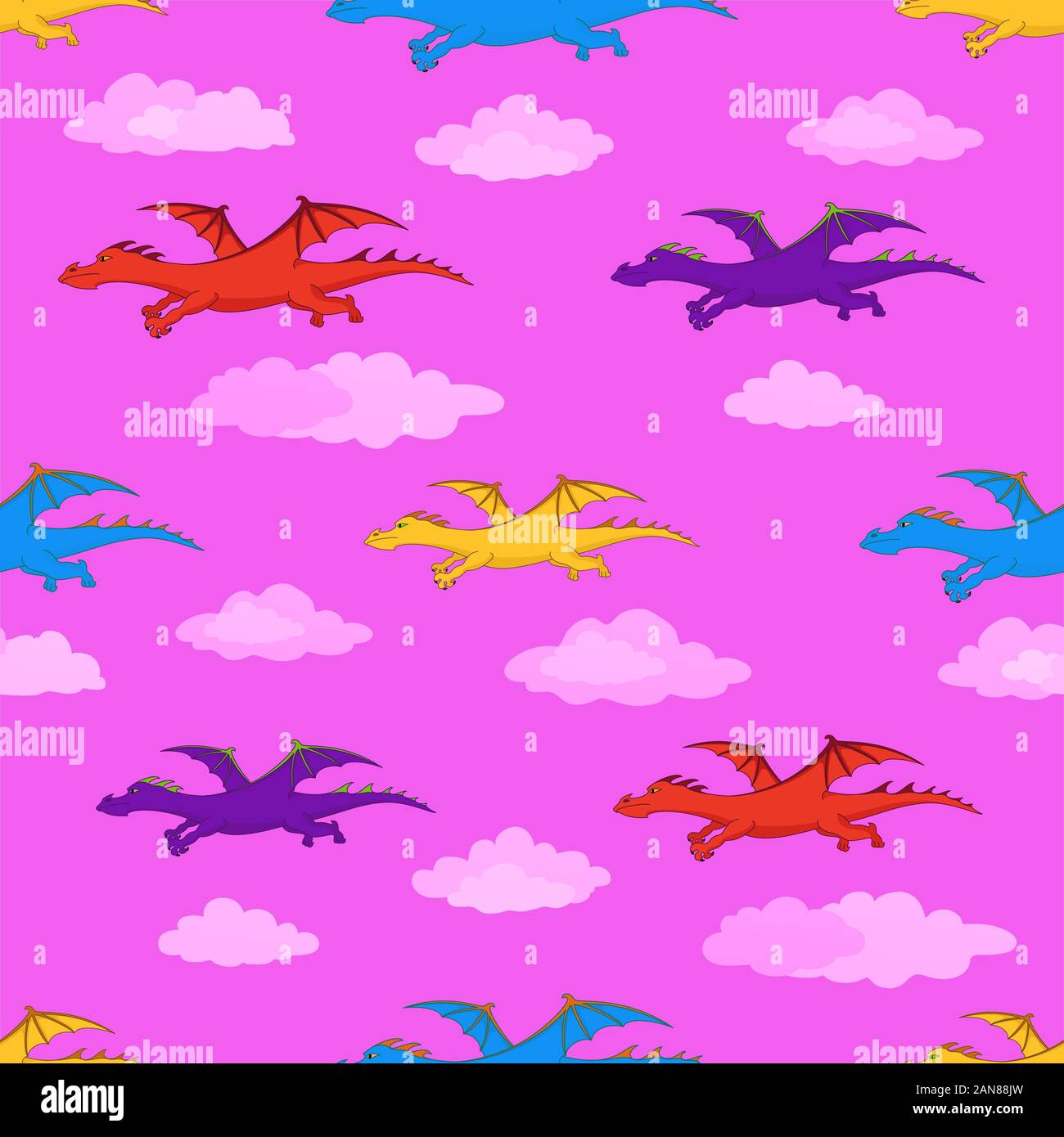 Seamless background, colorful dragons flies Stock Vector