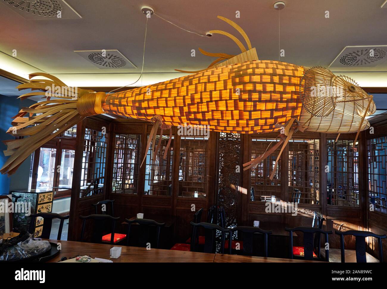 Hamburg Germany 16th Jan 2020 A Wooden Fish Hangs From The