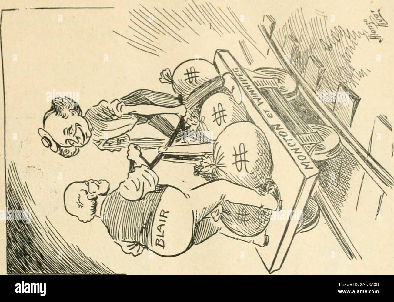 Caricature politique au Canada = Free lance political caricature in Canada . TUS -ANXI - C3-. T T&gt; P&gt;-EXITIOWS iiiii«fratintr a few of the schemes used in irettinar names for the pétitions. CARICATURK POLITIQUE. 47 Q^ O c 3O CIIm E. c3 ce UJ Stock Photo