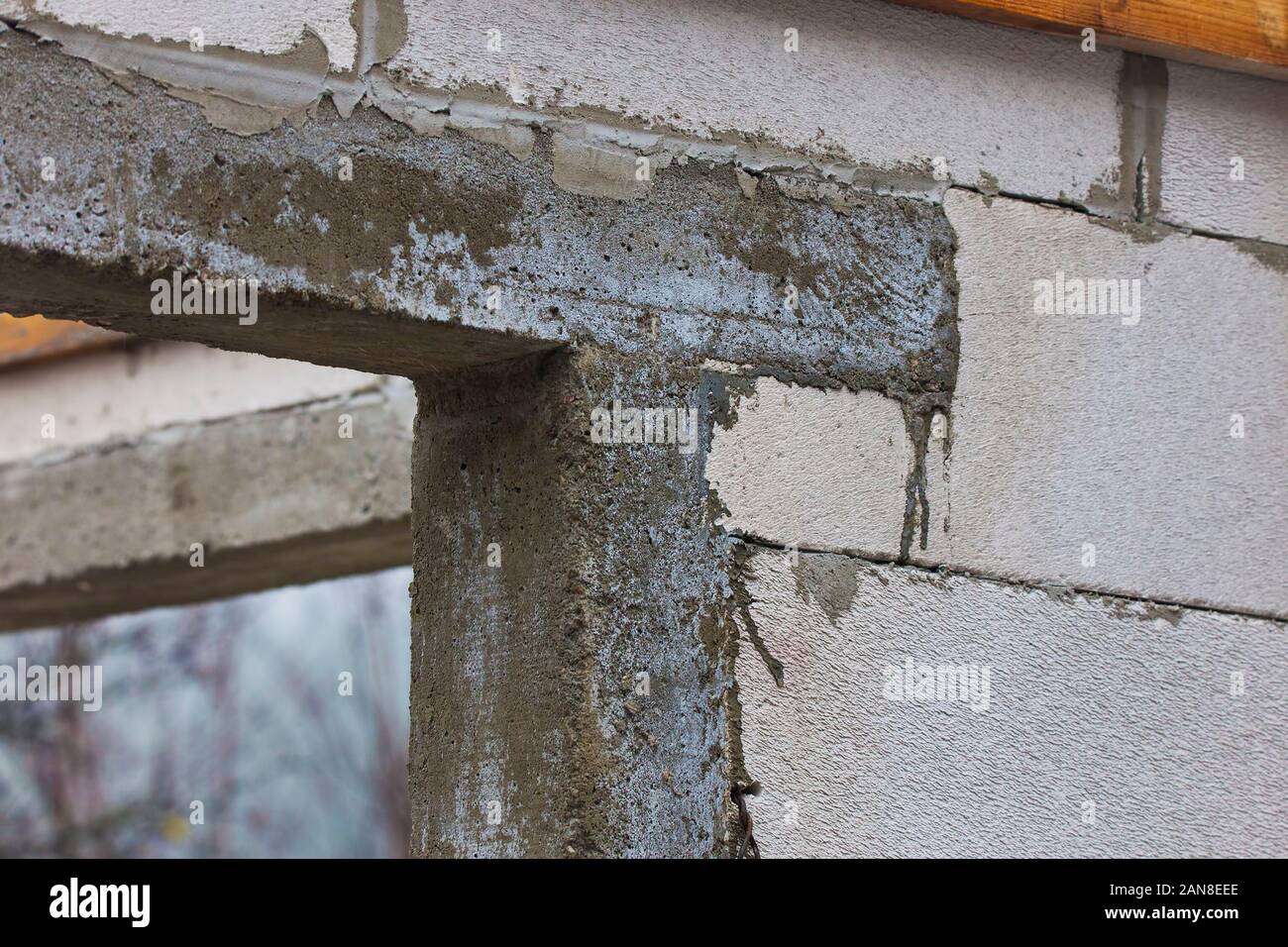 cement poles in new house construction Stock Photo - Alamy