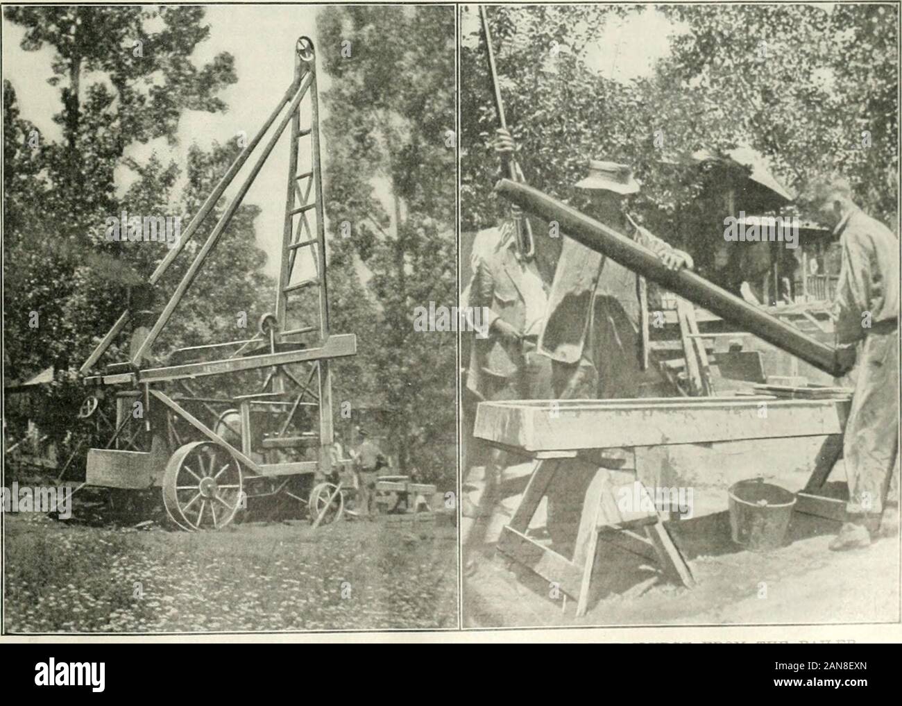 E/MJ : engineering and mining journal . HEADFRAME AT THE HOLMES MINE OP THE CLEVELAND-CLIFFS IRON CO., [SHPEMINl MICH. The headframe is l.r,0 ft. high over all, anil is the highest on th It will have three crushers in It and is designed to crush and handle hoth hard and so t Olwill be 77 ft. high and will cany the No. 8 gyratory crusher, i ? The head-frame will be enclosed cm Hie working Hours. Theshafi has Foui partments, and will bi equipped with two skips and a cage.. A KEYSTONE DRILL PROSPECTING IN CALIFORNIA 832 ENGINEERING AND MINING JOURNAL Vol. 102, No. 19 niniin iii:!uiii!iuiiiuiiiiii Stock Photo