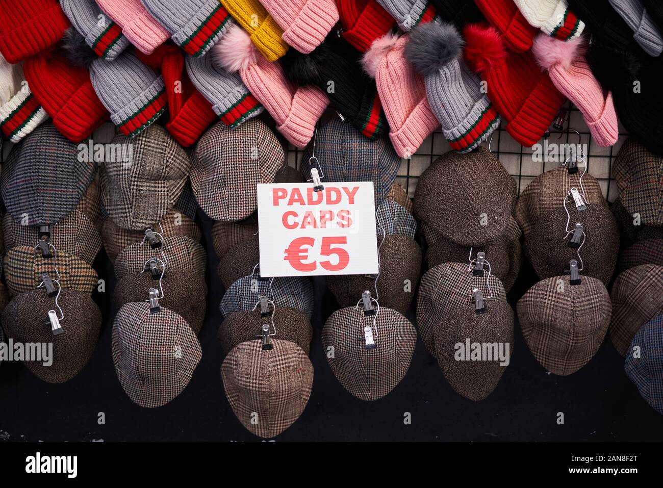 Paddy Caps for sale. Dublin, Ireland. Stock Photo