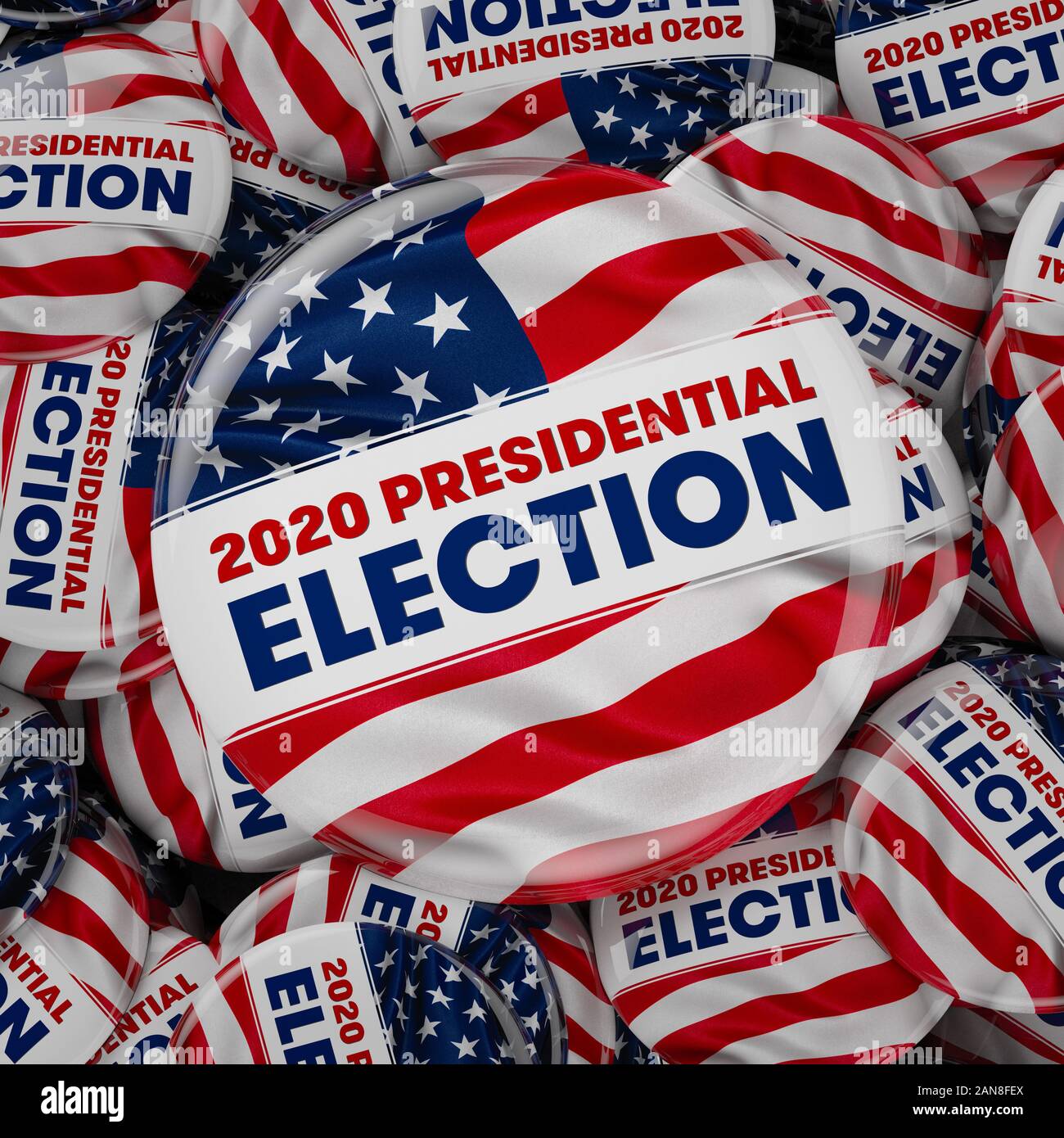 3D illustration of US Presidential Election buttons. Stock Photo