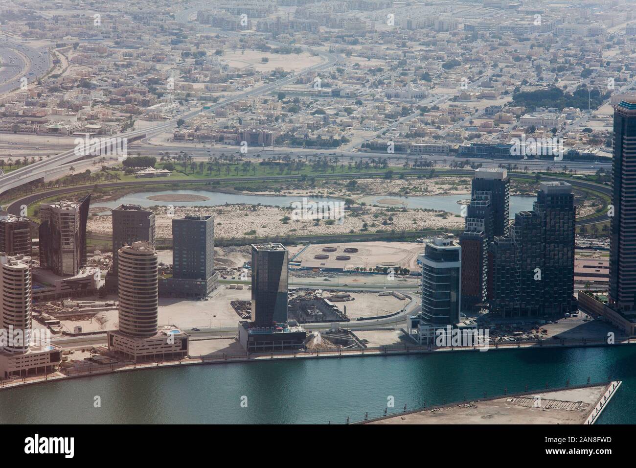 Aerial View Of Dubai City Uae Stock Photo Alamy