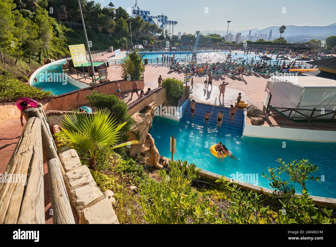 The Amazon, one of the water rides in Aqualandia waterpark. Benidorm.  Alicante. Spain Stock Photo - Alamy