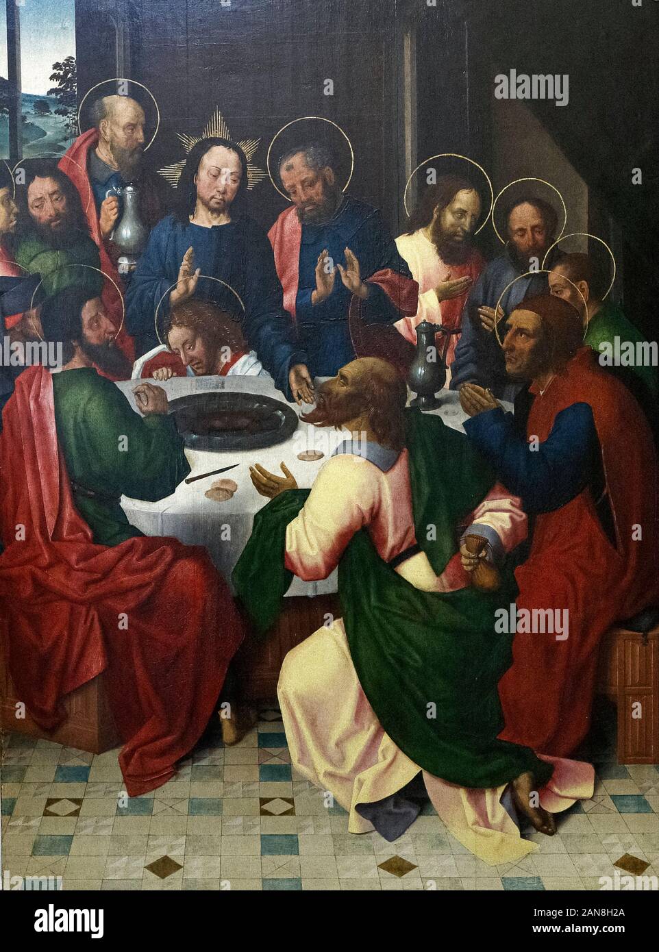 Italy Liguria Genoa: musei di Strada Nuova: Palazzo Bianco -  Master of Saint John the Evangelist - Last Supper Stock Photo