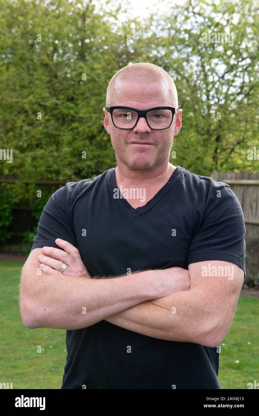 The Crown Pub in Bray, Berkshire, UK. 31st March, 2017.  Heston Blumenthal OBE in the garden of his pub the Crown. Credit: Maureen McLean/Alamy Stock Photo