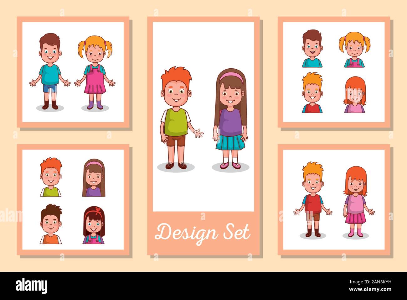 Set of boys and girls cartoons vector design Stock Vector Image & Art ...