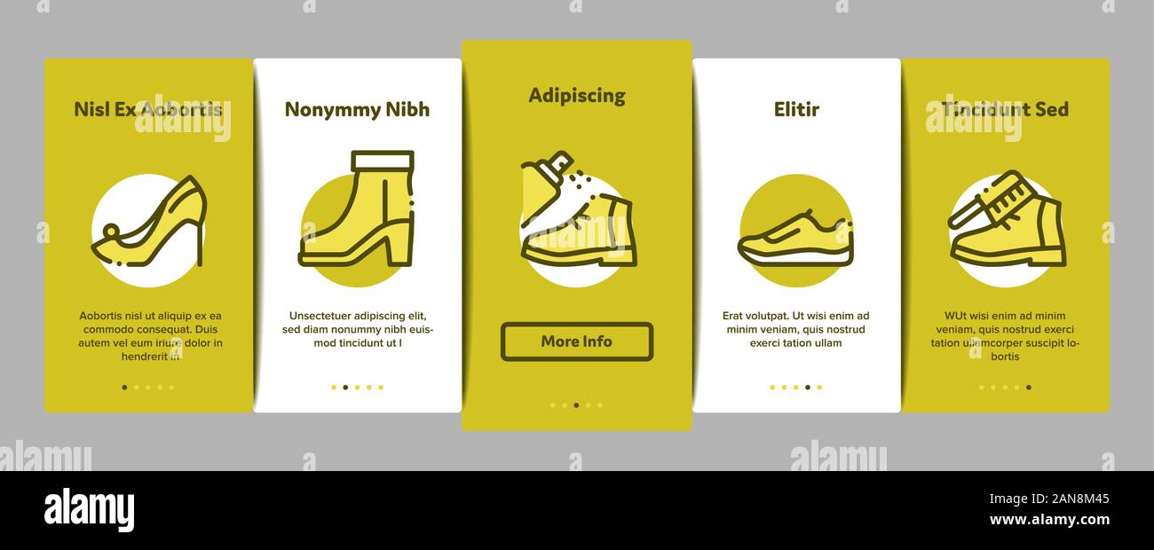 Shoe Repair Equipment Onboarding Elements Icons Set Vector Stock Vector ...