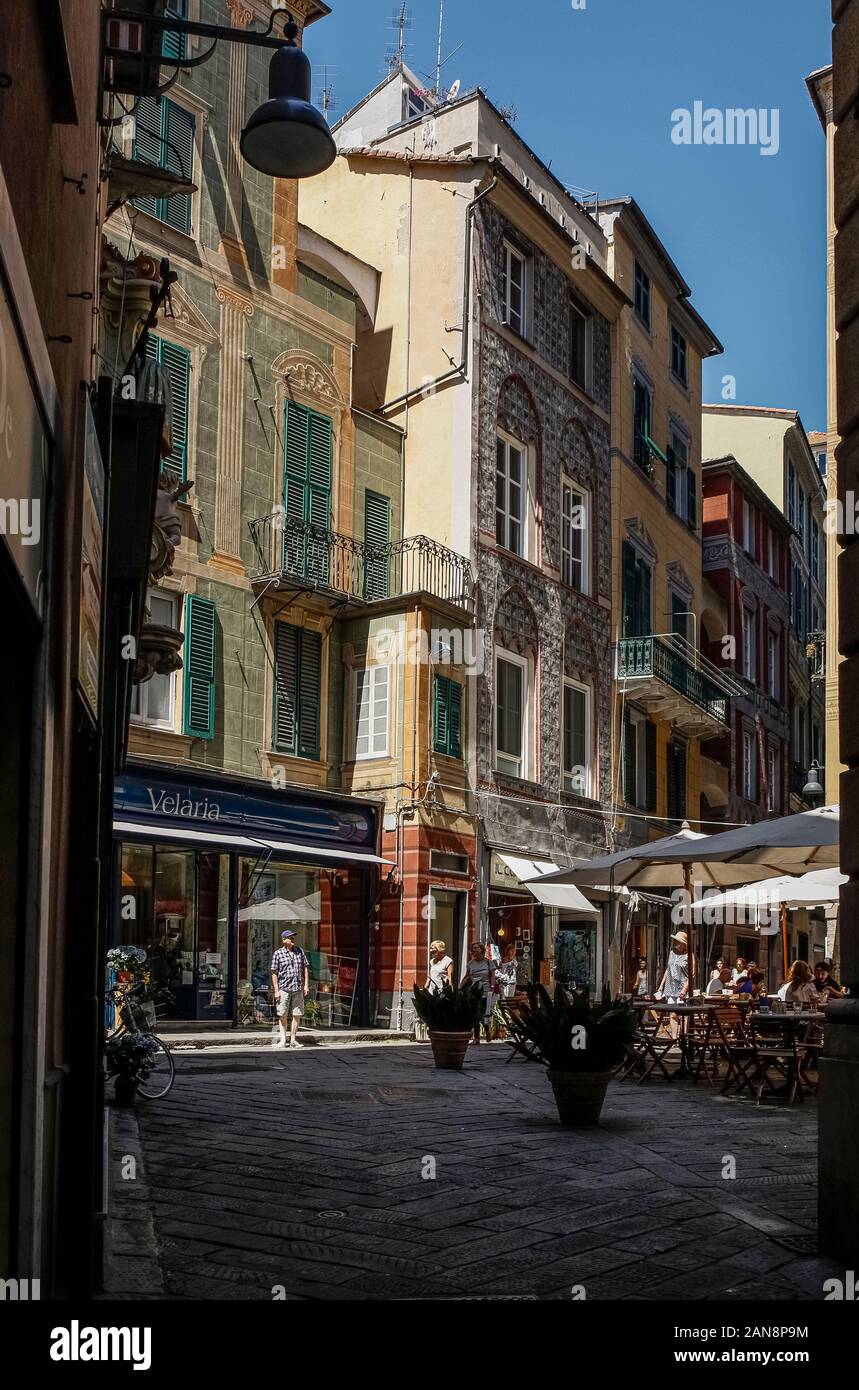 Italy Liguria Savona - Historic Center - Via Pia from Via Sacco Stock Photo