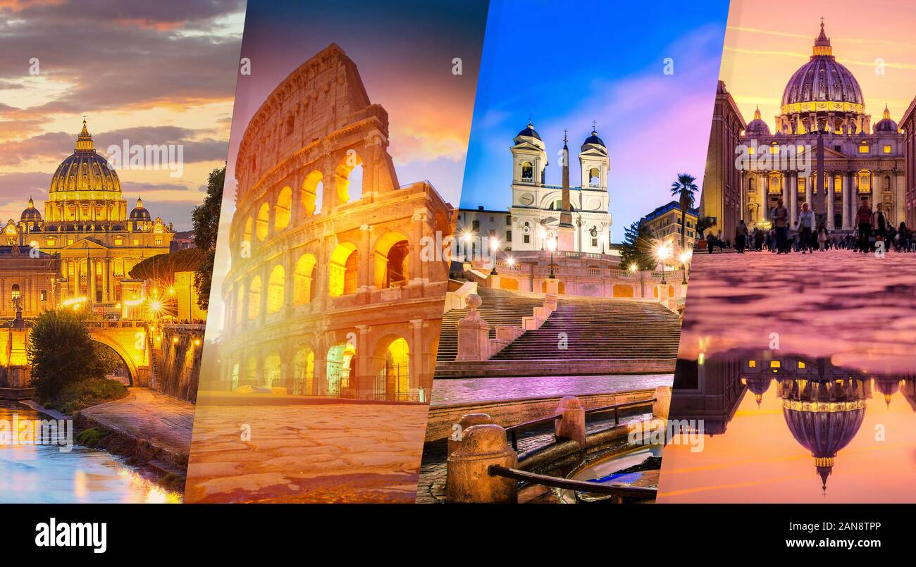 Promotional banner of Rome - four pictures collage Stock Photo - Alamy