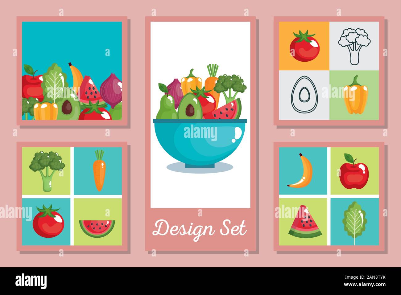 Healthy and organic food set vector design Stock Vector Image & Art - Alamy
