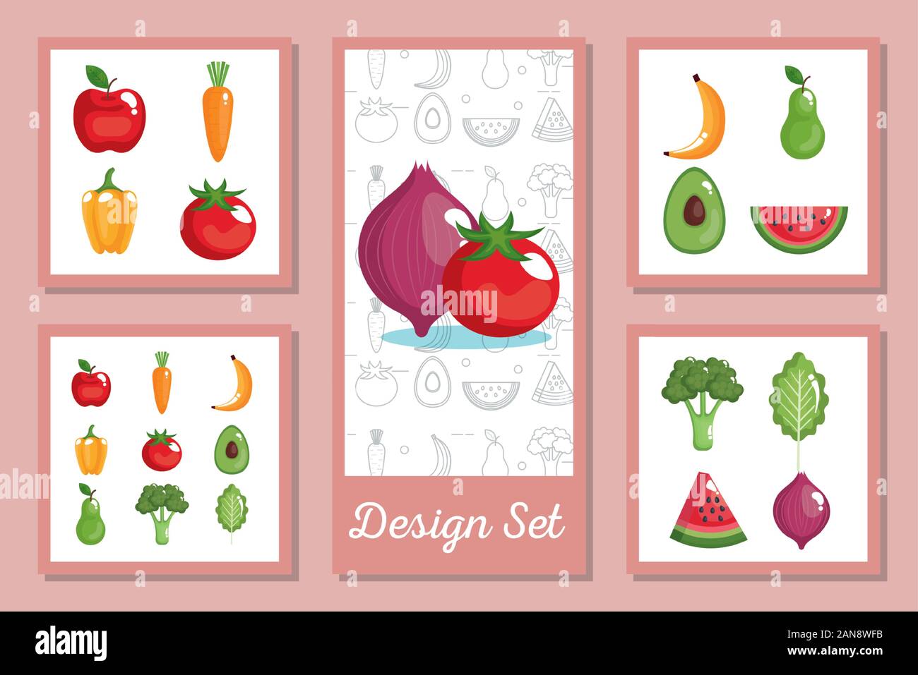 Healthy and organic food set vector design Stock Vector Image & Art - Alamy