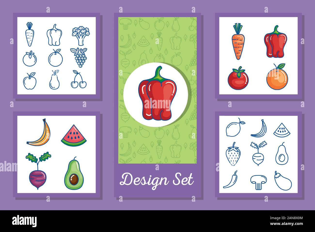 Healthy and organic food set vector design Stock Vector Image & Art - Alamy