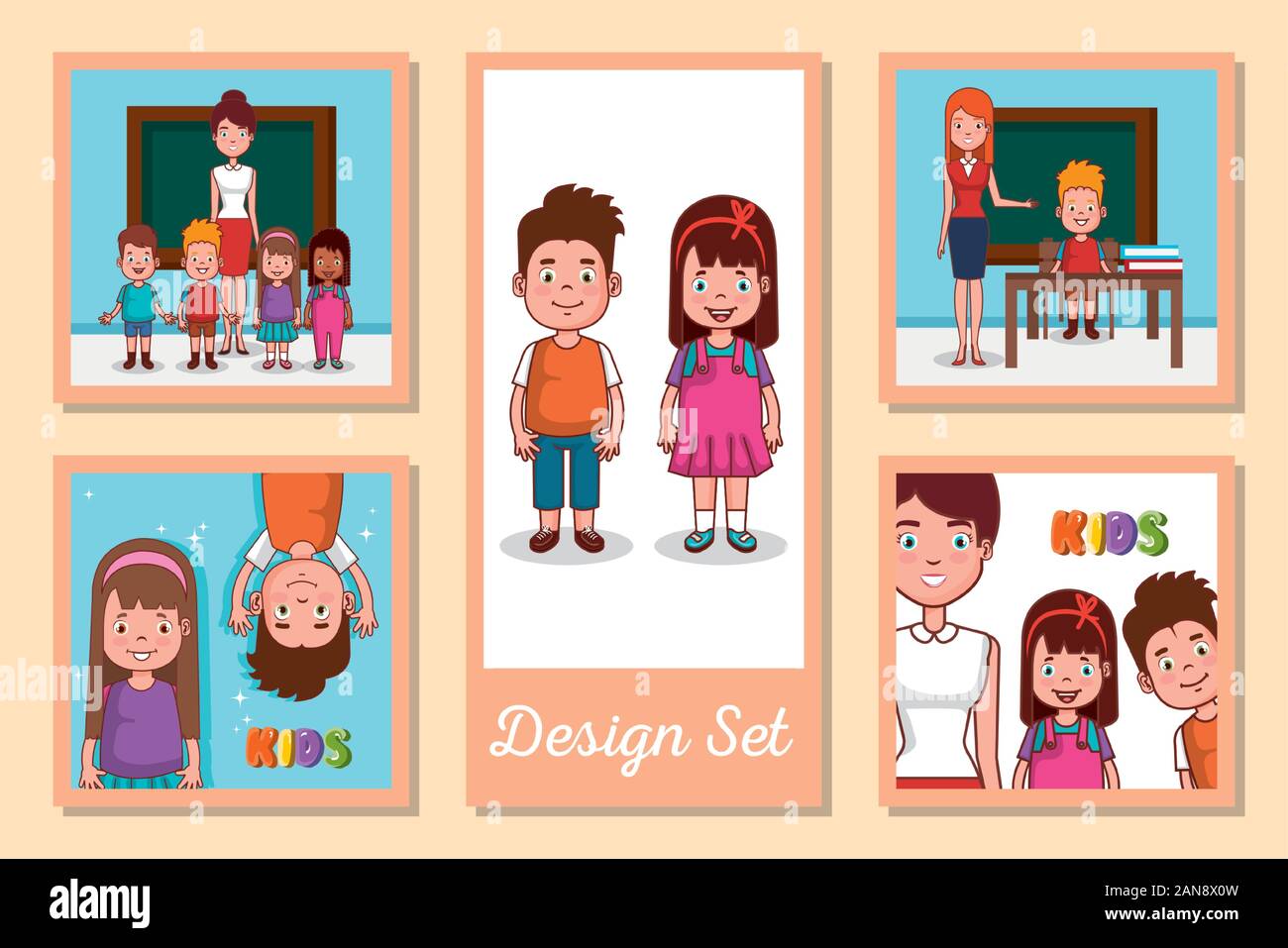 Set of boys and girls cartoons vector design Stock Vector Image & Art ...