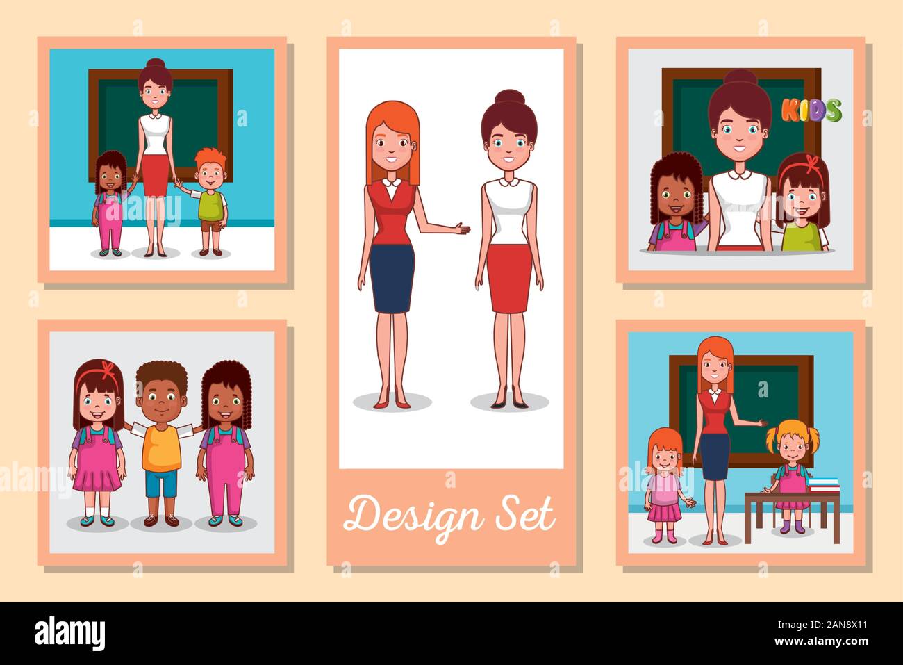 Set of boys and girls cartoons vector design Stock Vector Image & Art ...