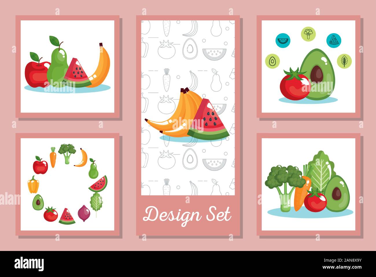 Healthy and organic food set vector design Stock Vector Image & Art - Alamy