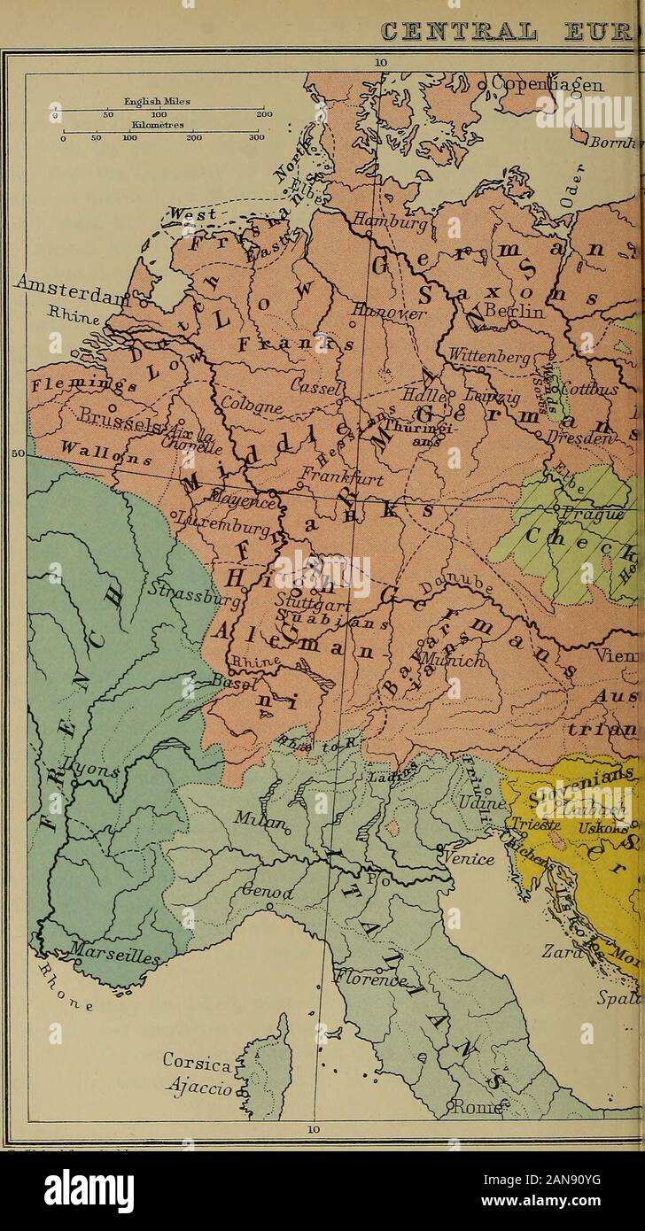 Central Europe . o make clearances in thegreat woodlands which had till then formed the northernboundary of the Ostmark, the Eastern Mark or Germanborder country along the Danube. After the suppressionof the Hungarian invasions, this Mark had from theeleventh to the thirteenth century been making progressunder strong rulers. Within the Eastern Alps, too, theBavarian tribes had made a successful advance, drivingback the Slavs. These at one time had come up to thesources of the Drave and into the valleys of the Glocknerand Venediger groups, but they now retired into themain basin of Carinthia. N Stock Photo