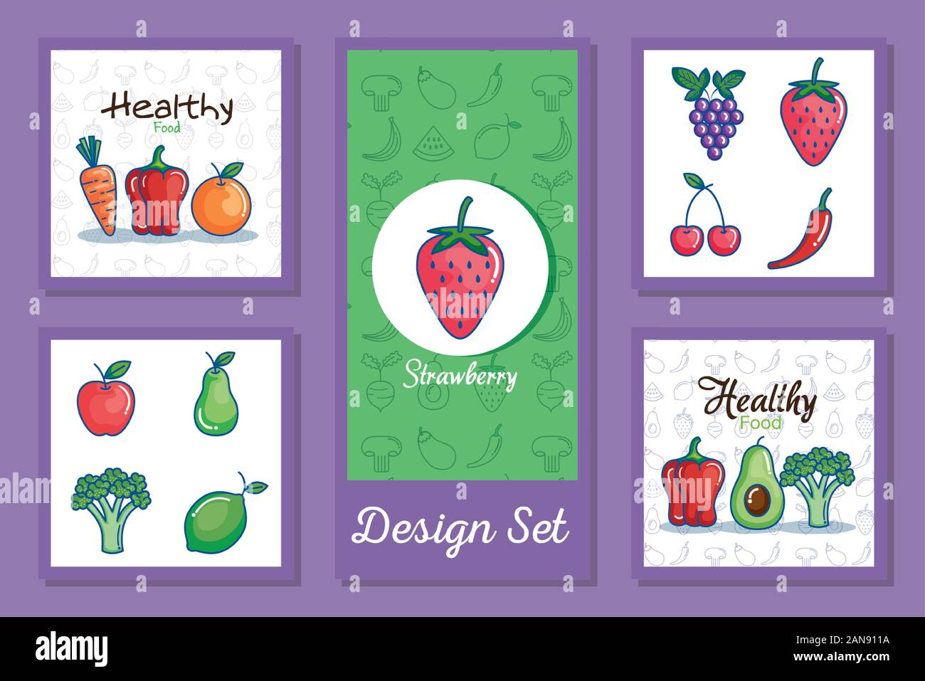 Healthy and organic food set vector design Stock Vector Image & Art - Alamy