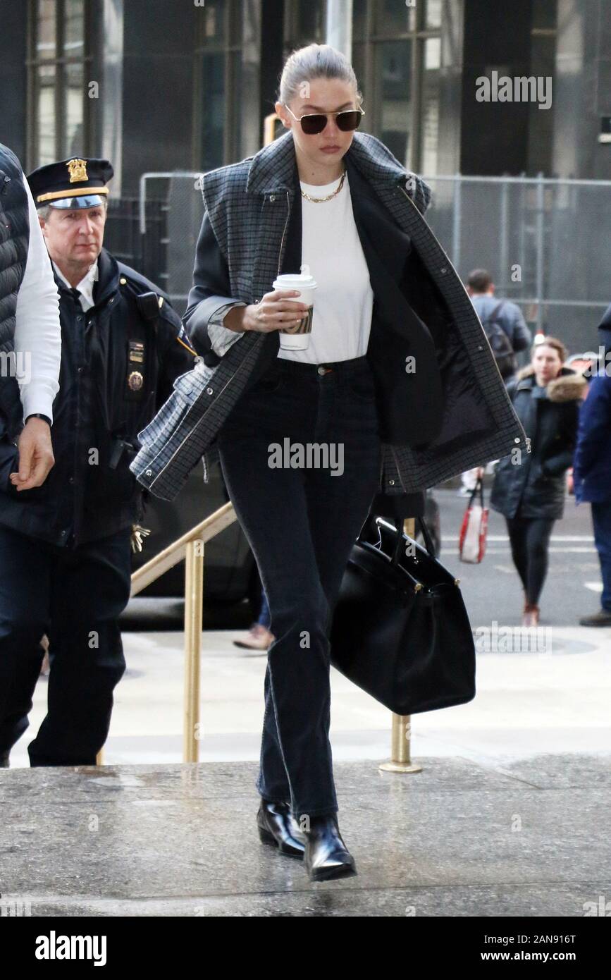 New York, NY, USA. 16th Jan, 2020. Gigi Hadid seen arriving to