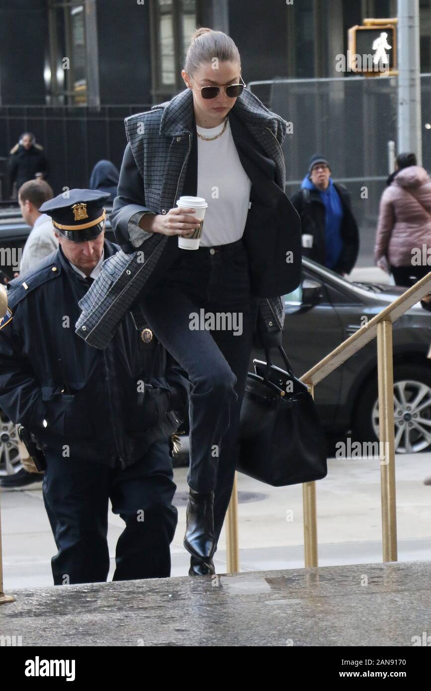 New York, NY, USA. 16th Jan, 2020. Gigi Hadid seen arriving to
