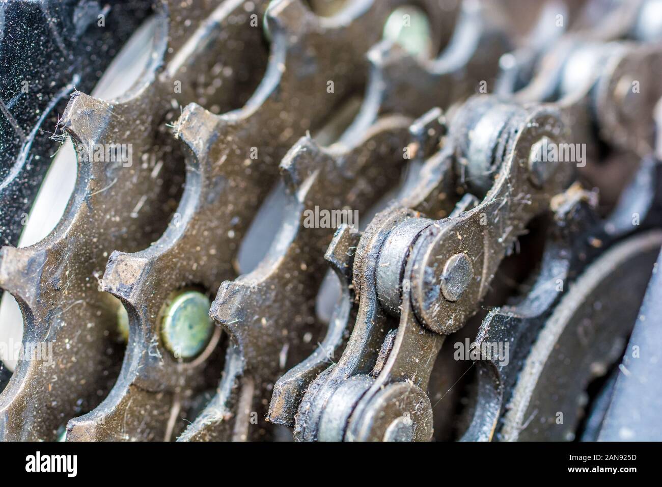 Pinion of a mountainbike with different gears Stock Photo