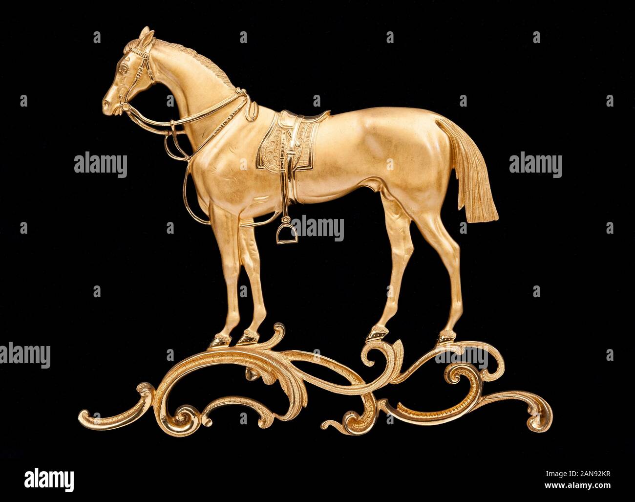 A gilt metal plaque of The Duke of Wellington's horse Copenhagen Stock Photo