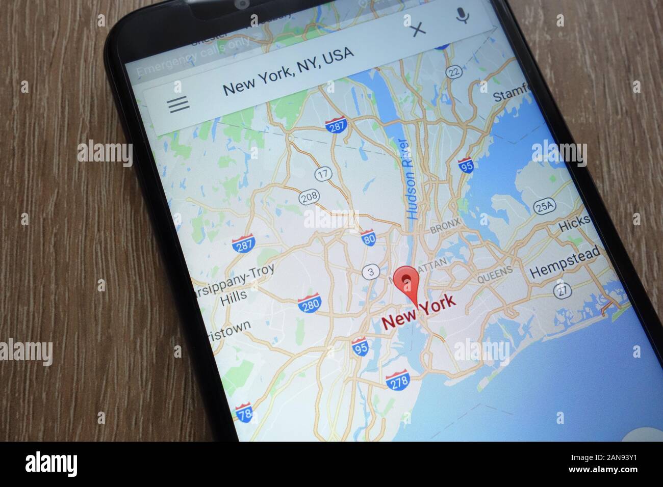 New York Location On Google Maps App Displayed On A Modern