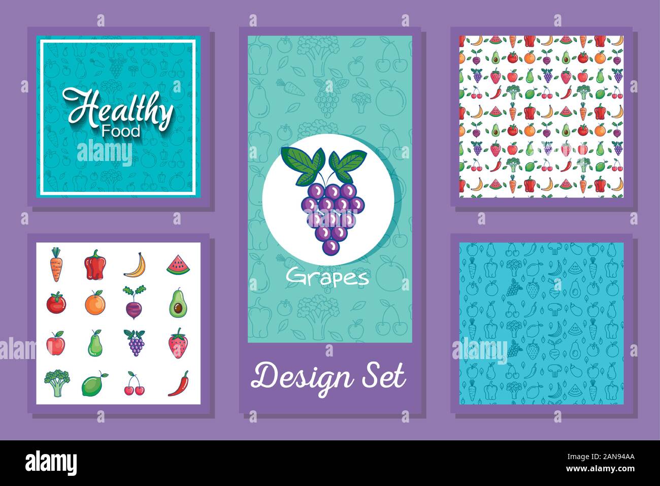Healthy and organic food set vector design Stock Vector Image & Art - Alamy