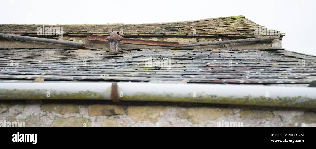 Broken guttering Stock Photo