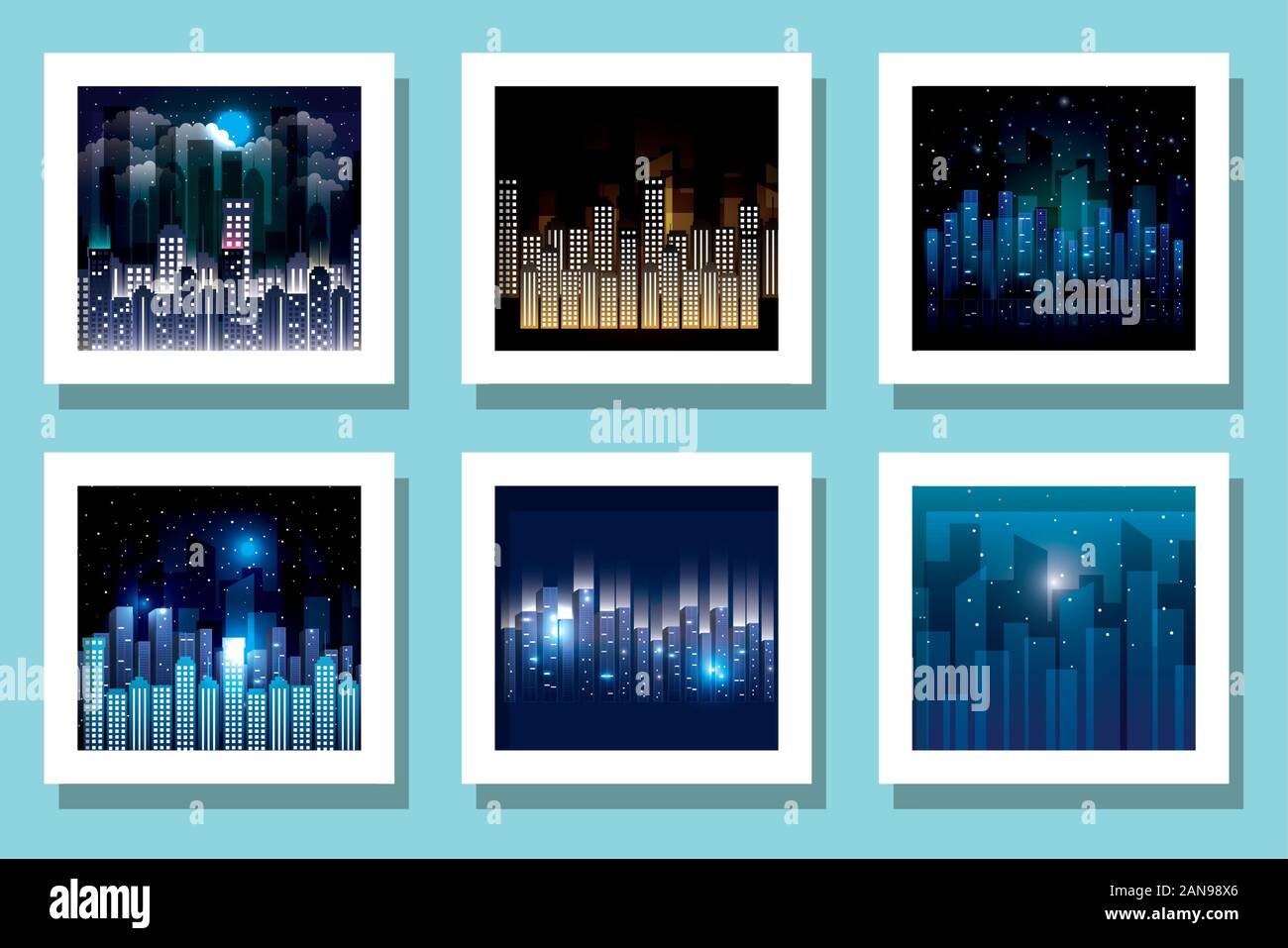 City buildings set inside frames vector design Stock Vector Image & Art ...