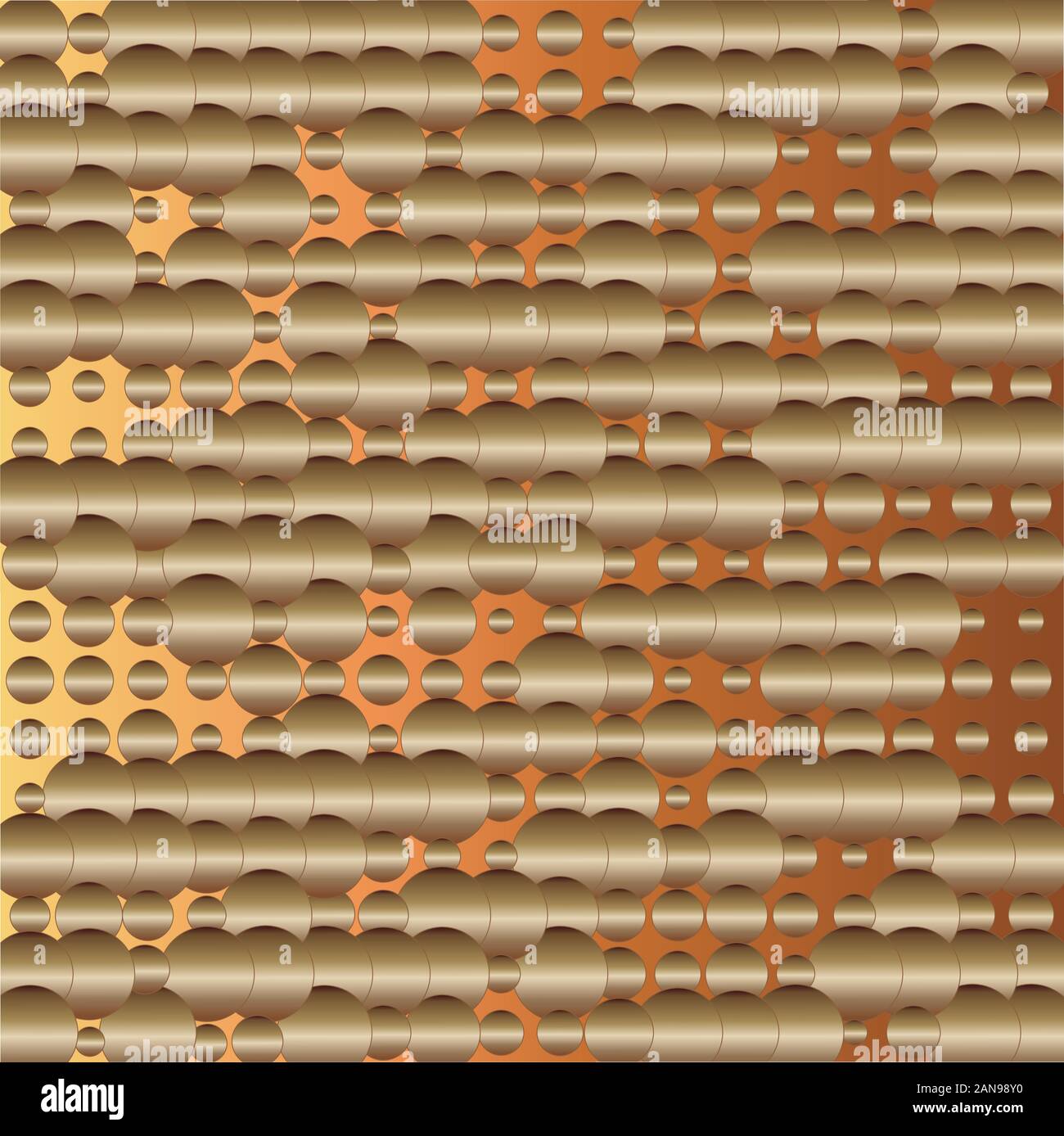 Bronze circles on brown background Stock Vector