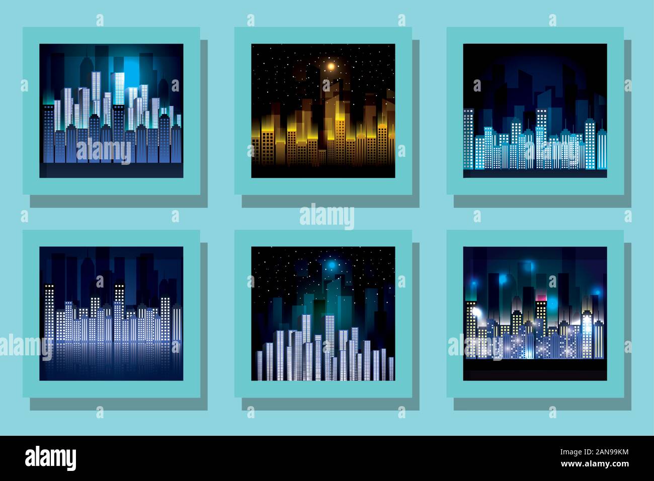 City buildings set inside frames vector design Stock Vector Image & Art ...