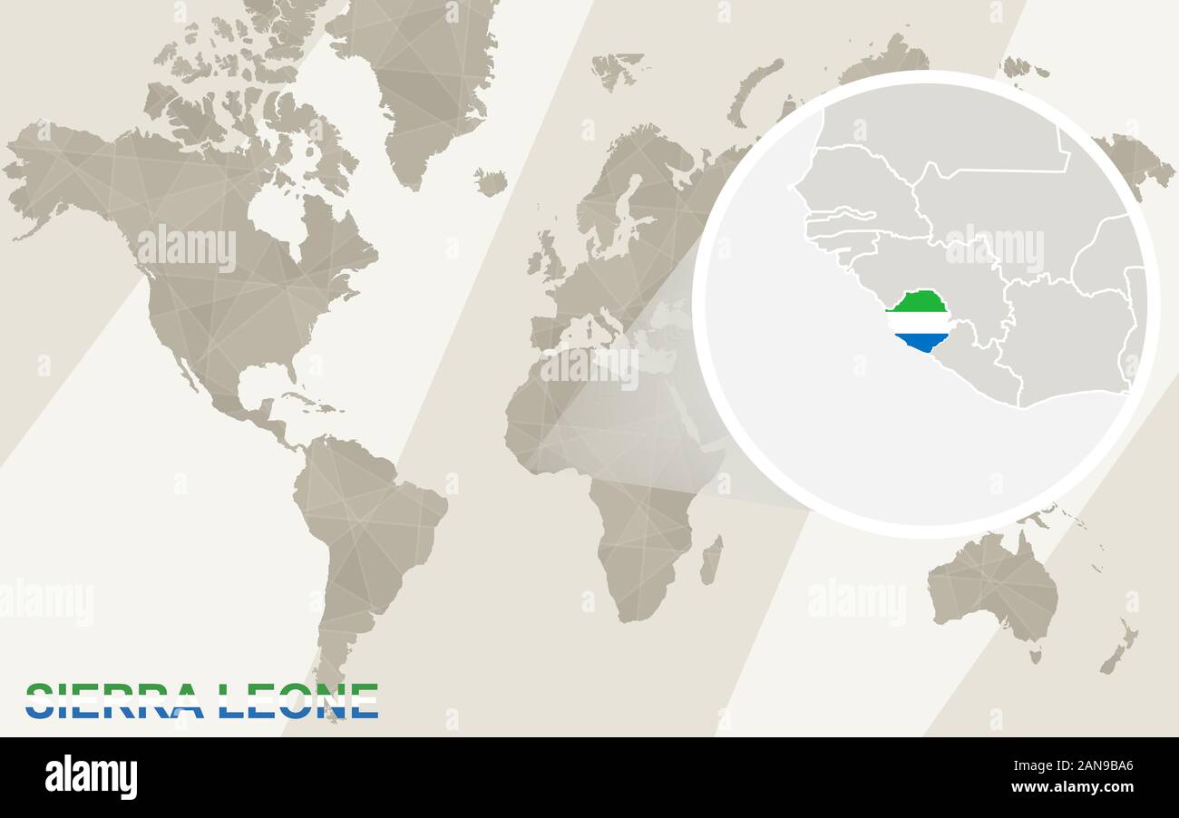 Zoom on Sierra Leone Map and Flag. World Map Stock Vector Image & Art ...