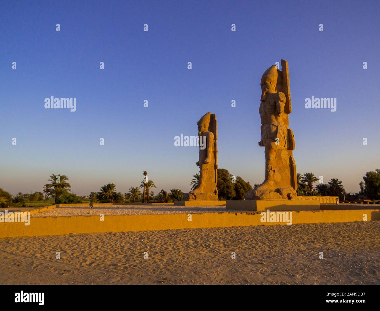 Colossi of Amenhotep III, Luxor, Egypt Stock Photo