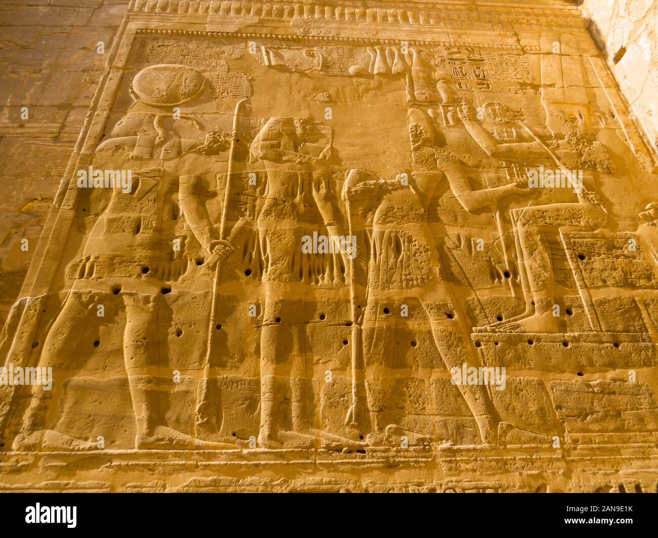Hieroglyphics in the Medinet Habu Temple in Luxor, Egypt Stock Photo
