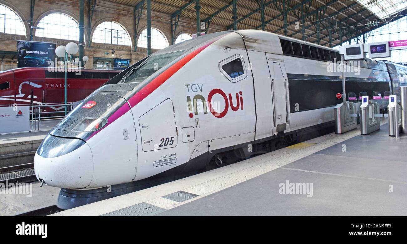 Tgv train in North railway station, Paris France Stock Photo Alamy